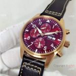 Best Replica IWC Big Pilot's Prince Cherry red Face Rose Gold Automatic Watches